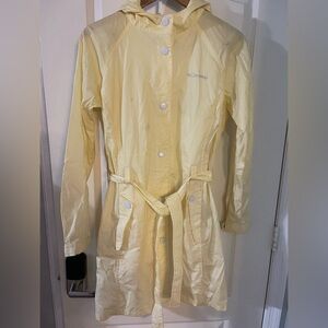 Vintage Columbia Women's Soft Yellow Hooded Rain Trench Coat